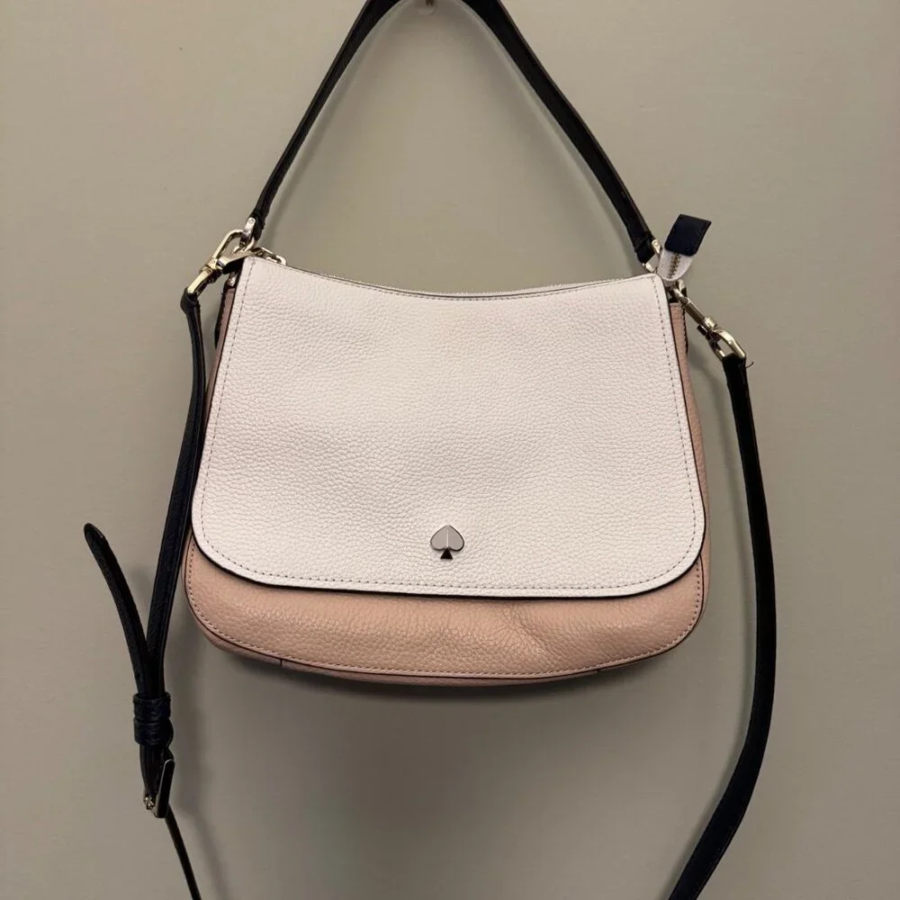 Kate Spade New York Polly Convertible Flap Leather Handbag Blush Medium Dust Bag - Picture 4 of 16